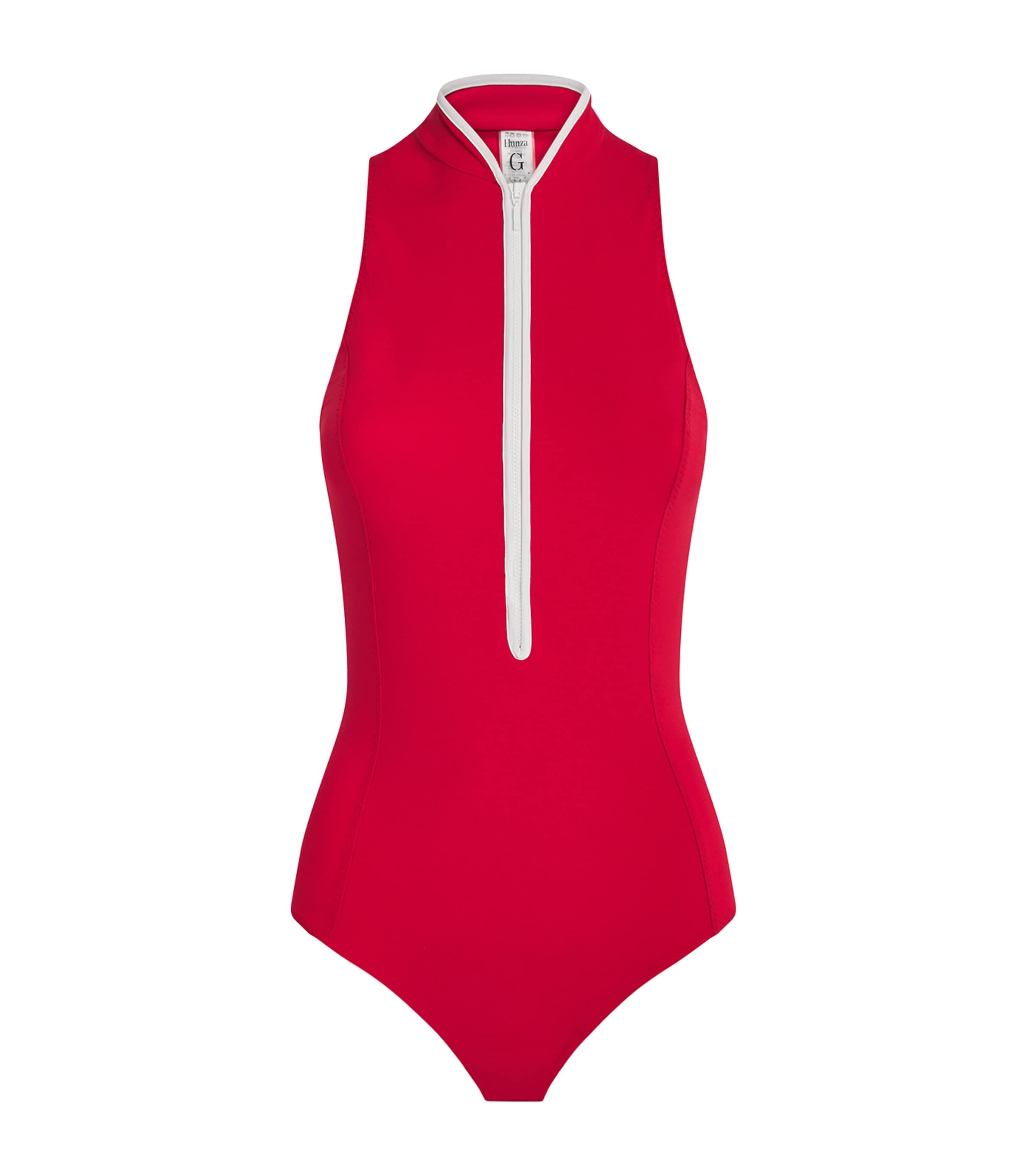 Red UPF 50+ Half-Zip Katya Swimsuit