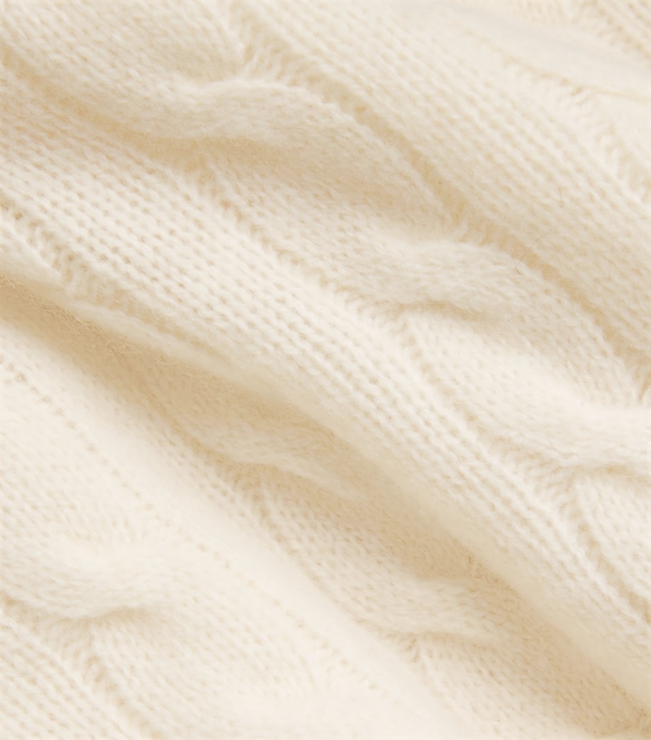 White Wool-Cashmere Cable-Knit Sweater
