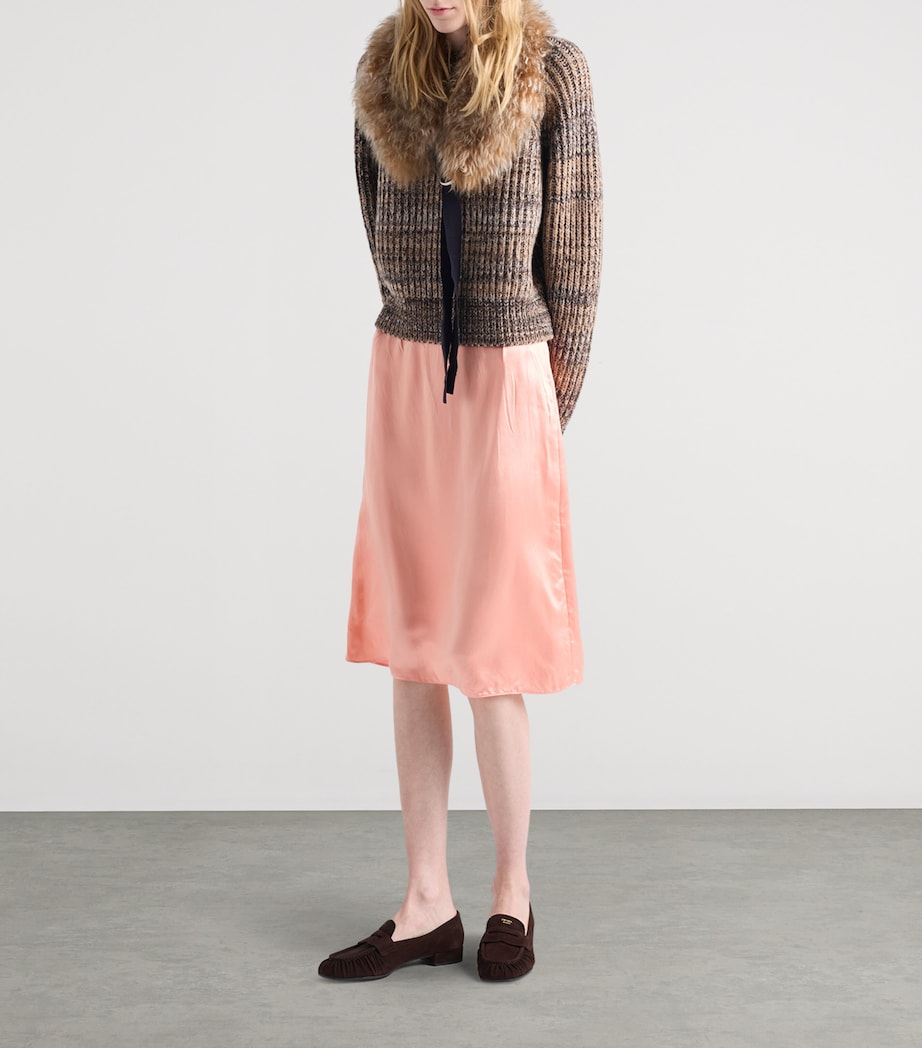 Prada Orange Satin-Blend Pencil Skirt