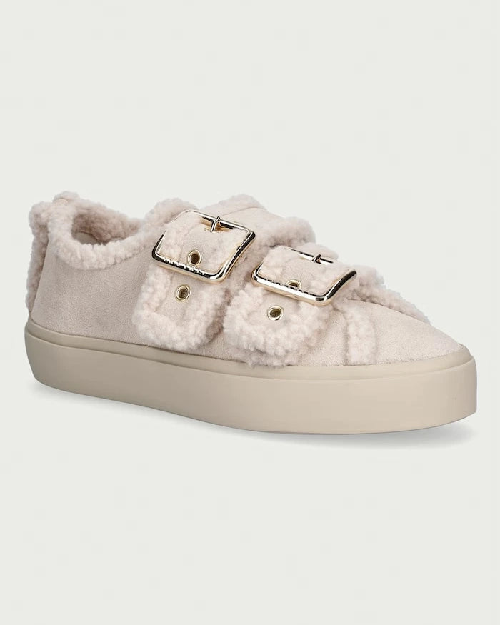 Inuikii Shearling Low Velcro Buckle Kadın Süet Spor Ayakkabı