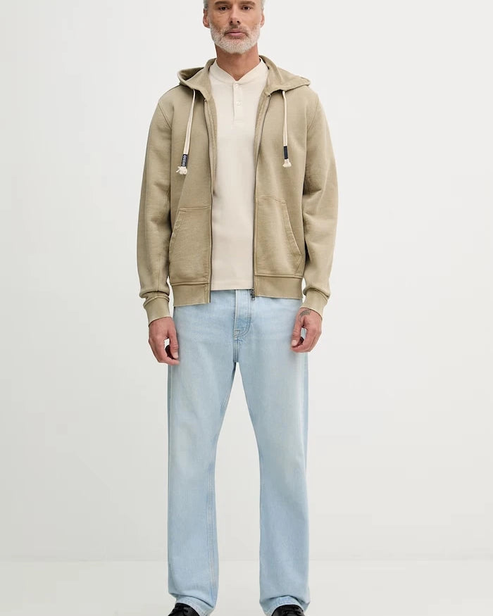 Guess erkek pamuklu kapüşonlu fermuarlı sweatshirt