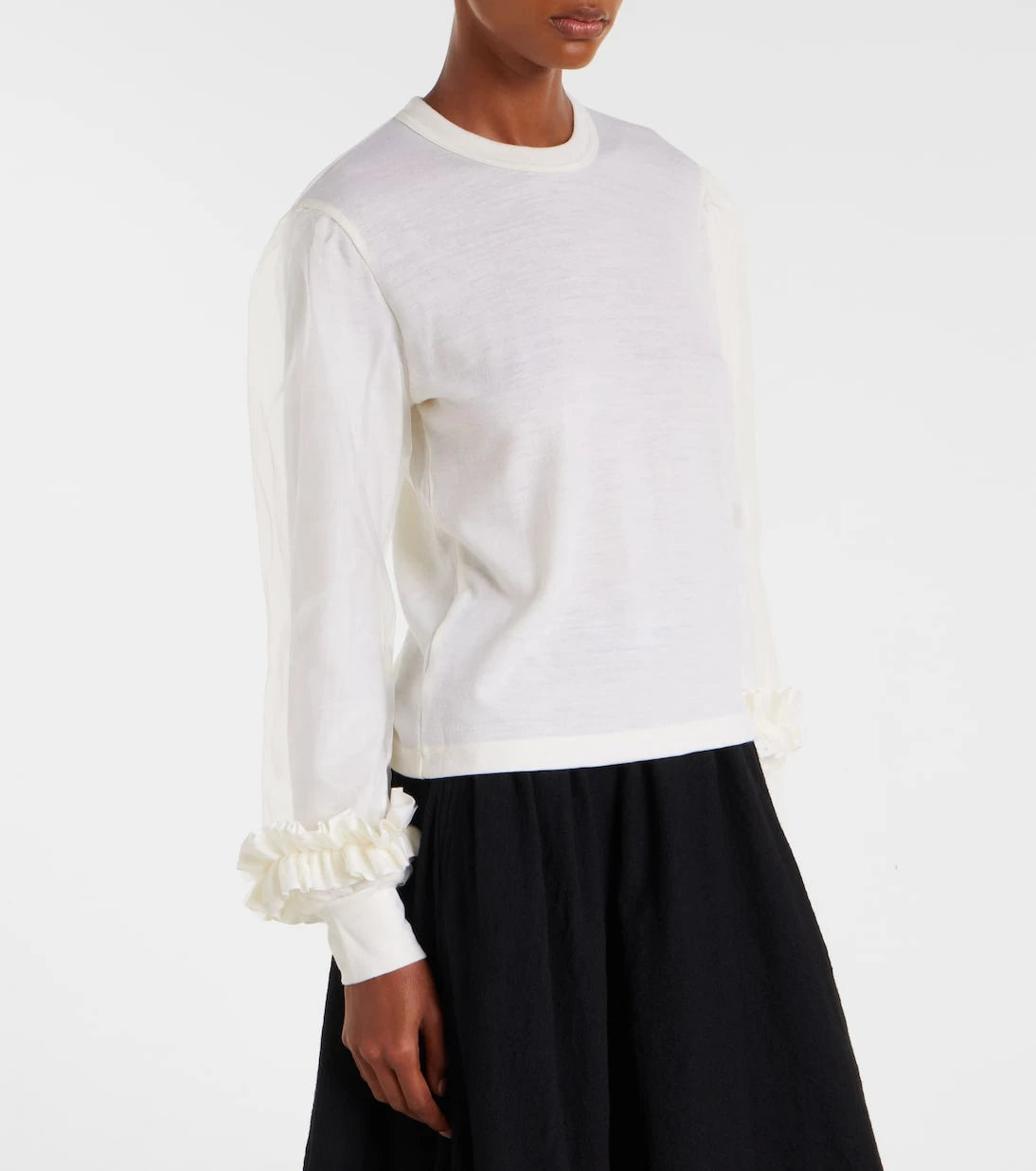 Noir Kei Ninomiya - Tulle-trimmed wool sweater