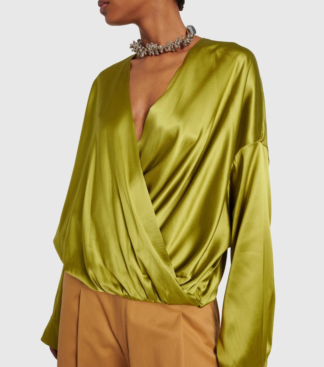 Dries Van Noten - Draped silk-blend satin blouse