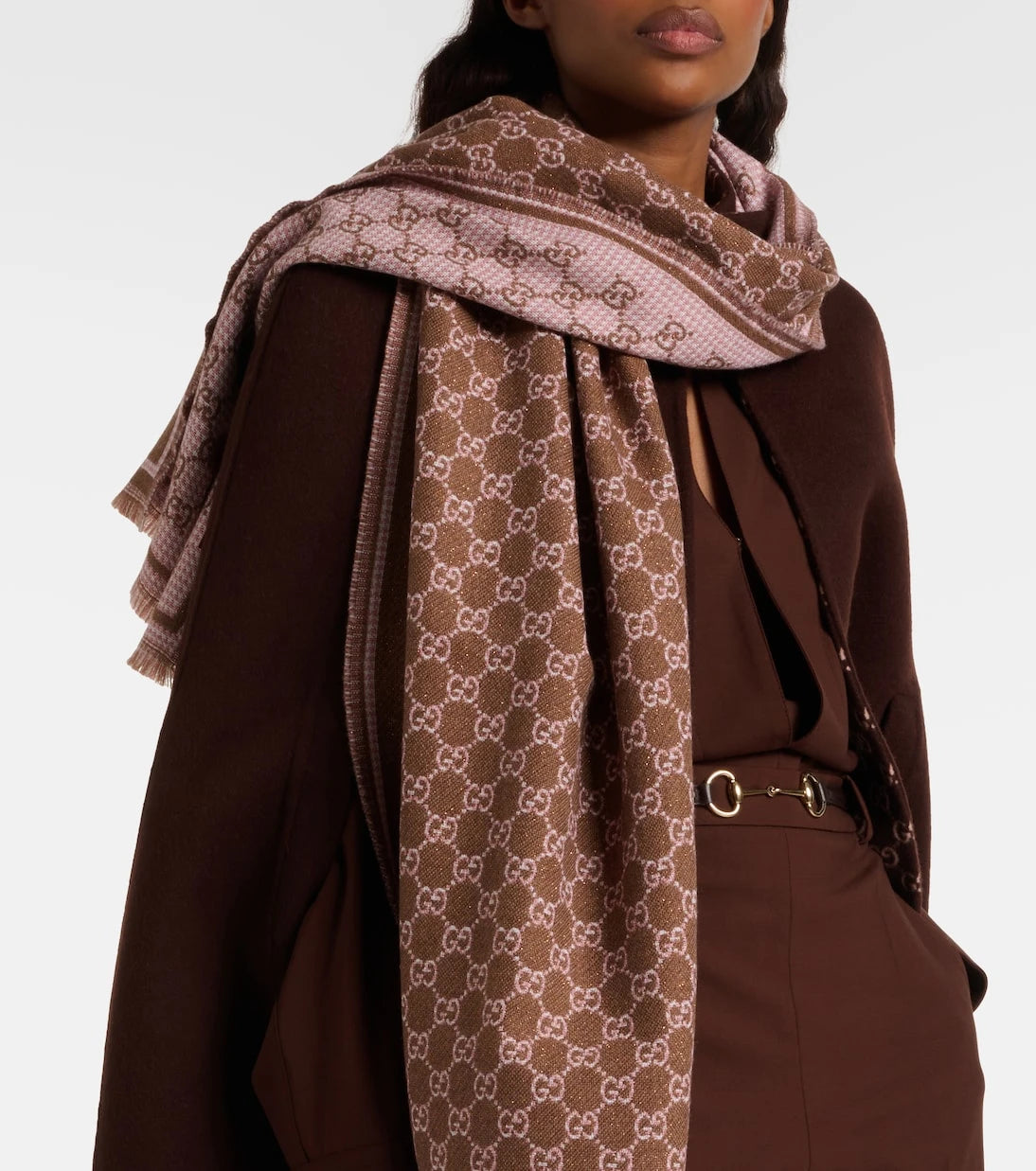 Gucci - وشاح جاكار GG من مزيج الصوف