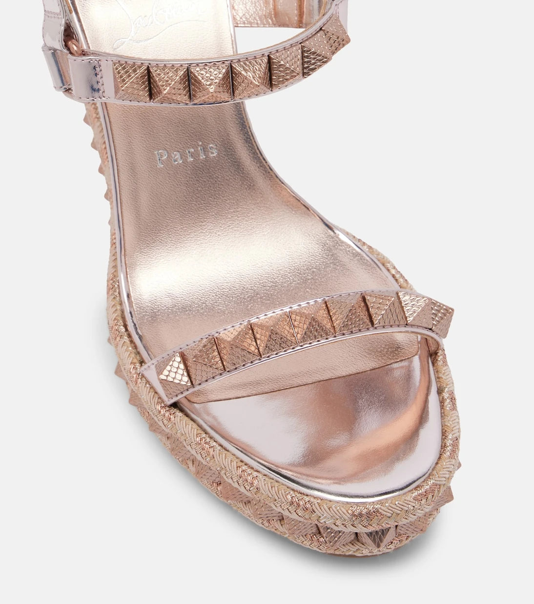 Christian Louboutin - Pyra Clou 100 leather espadrille wedges