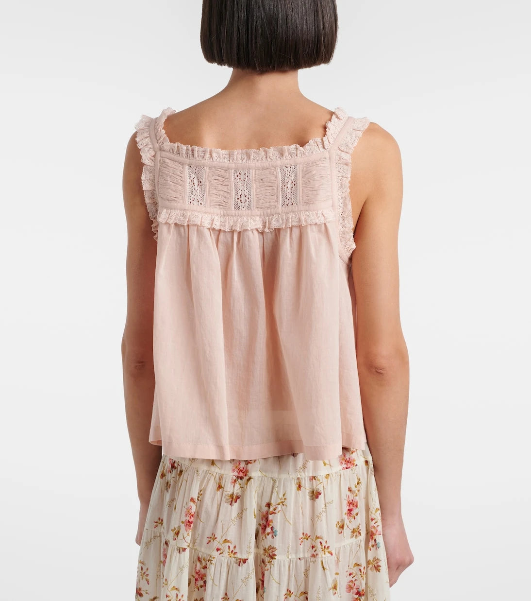 Dôen - Fidella lace-trimmed cotton top