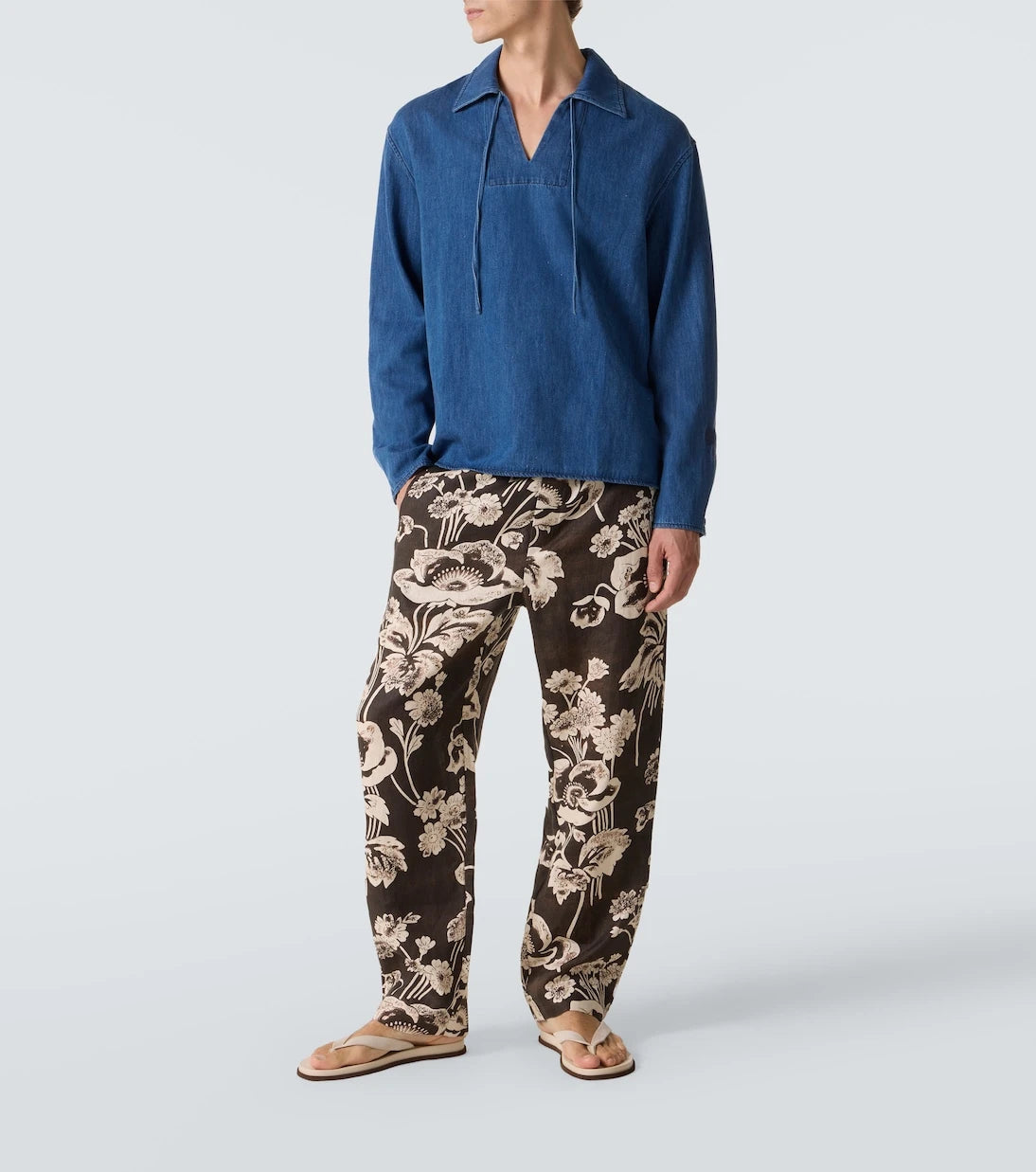 Commas - Tie-neck denim shirt