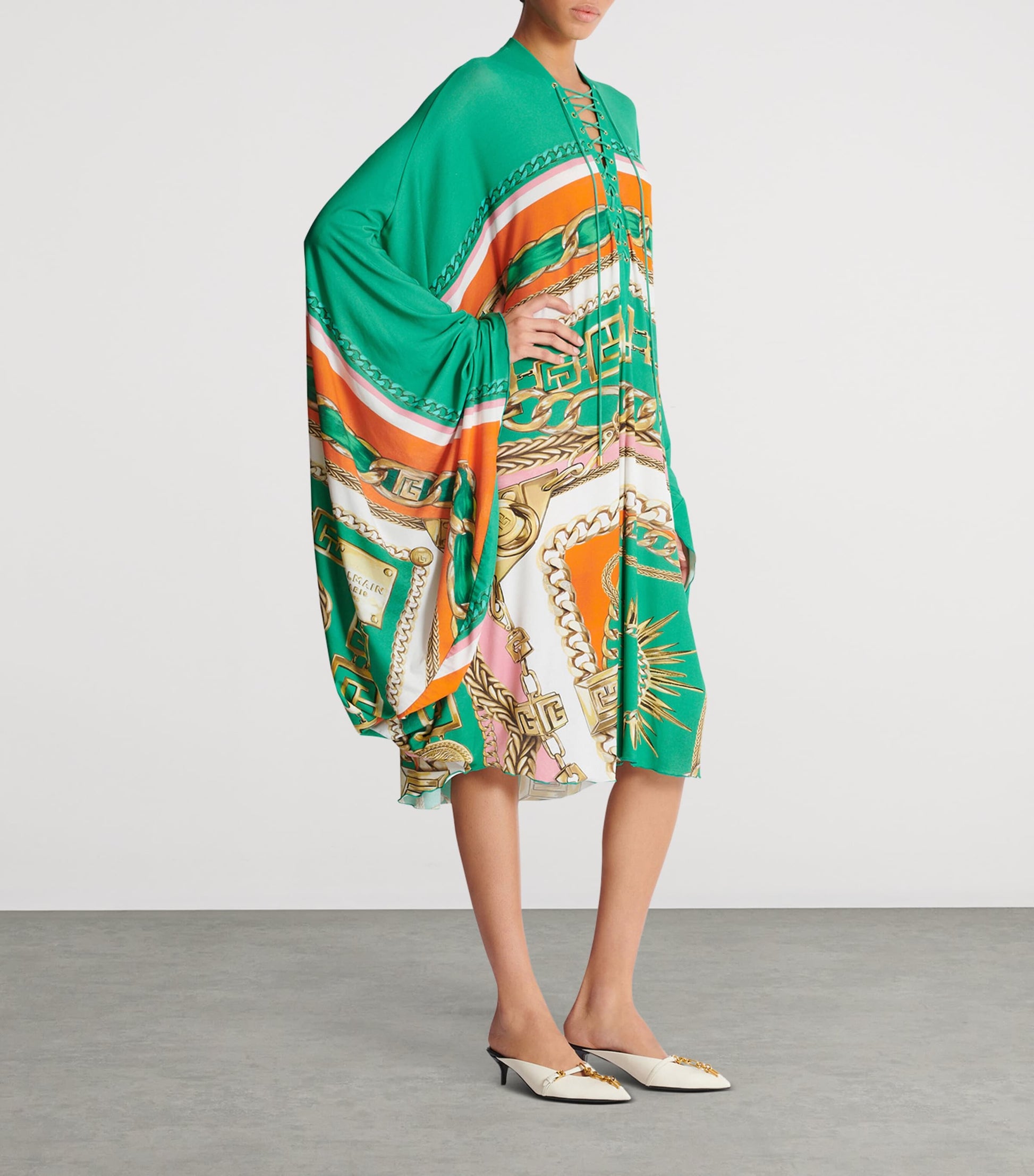 Multi Printed Kaftan Midi Dress