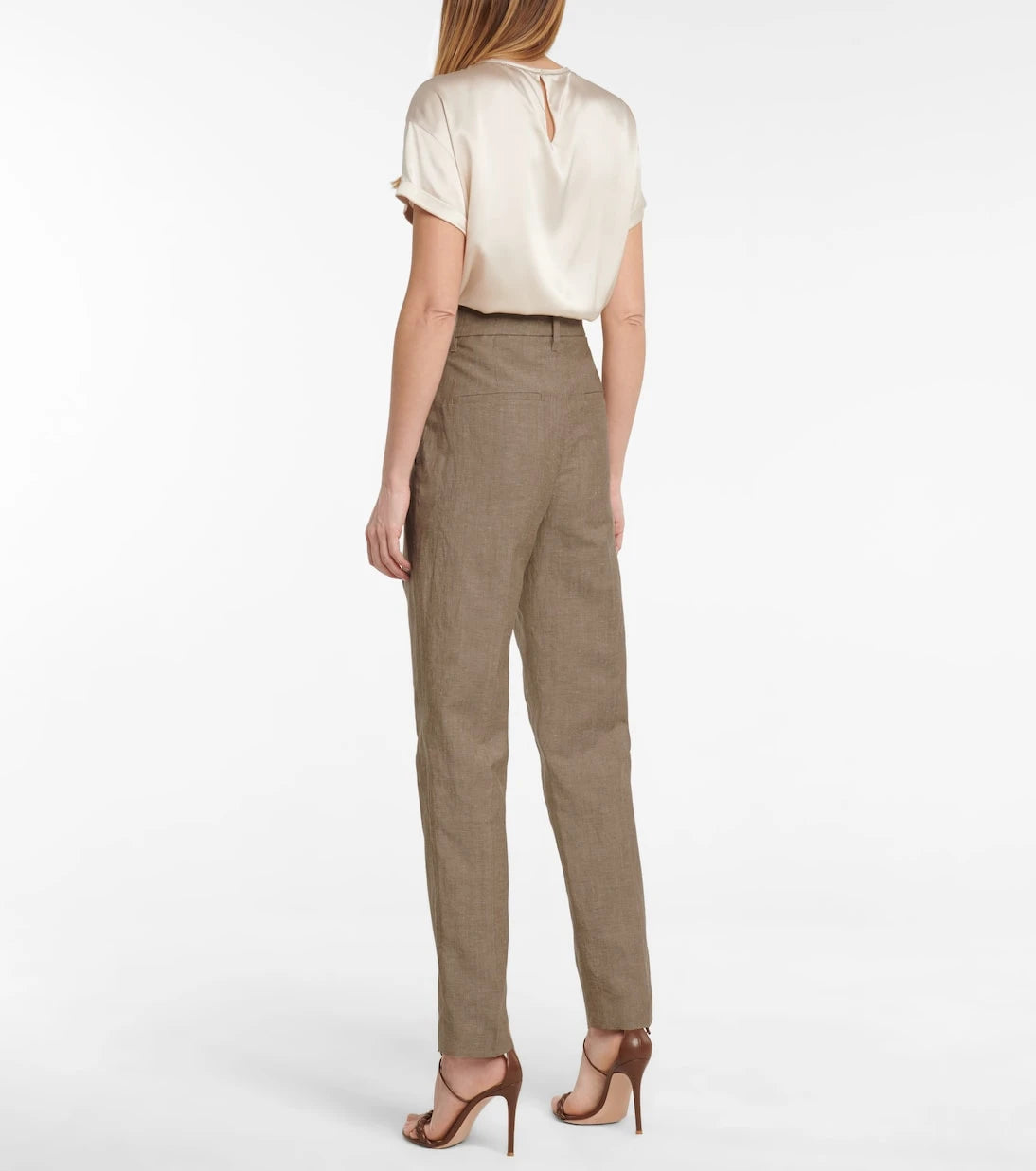 Brunello Cucinelli - High-rise straight wool and linen pants