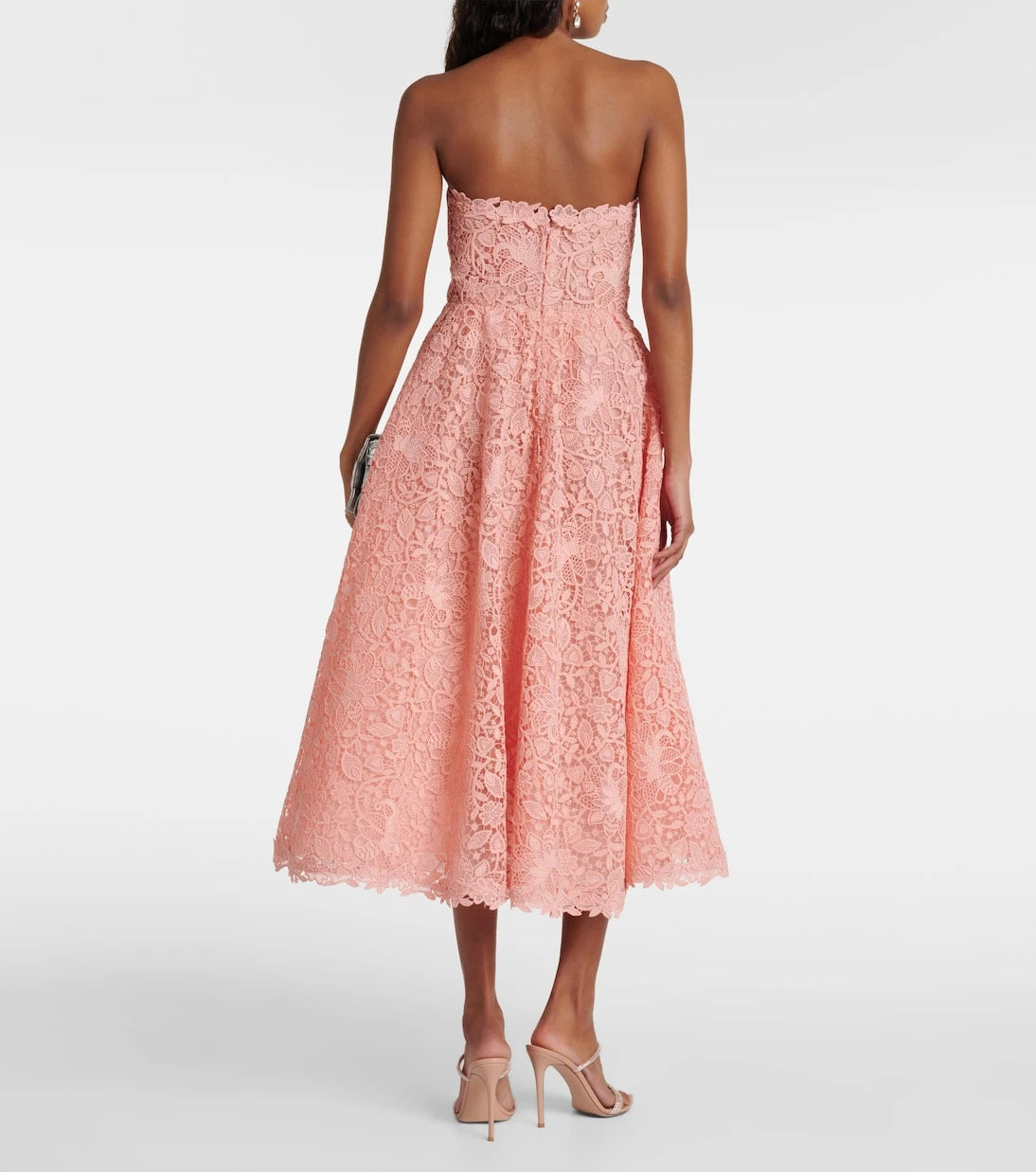 Carolina Herrera - Strapless guipure lace midi dress