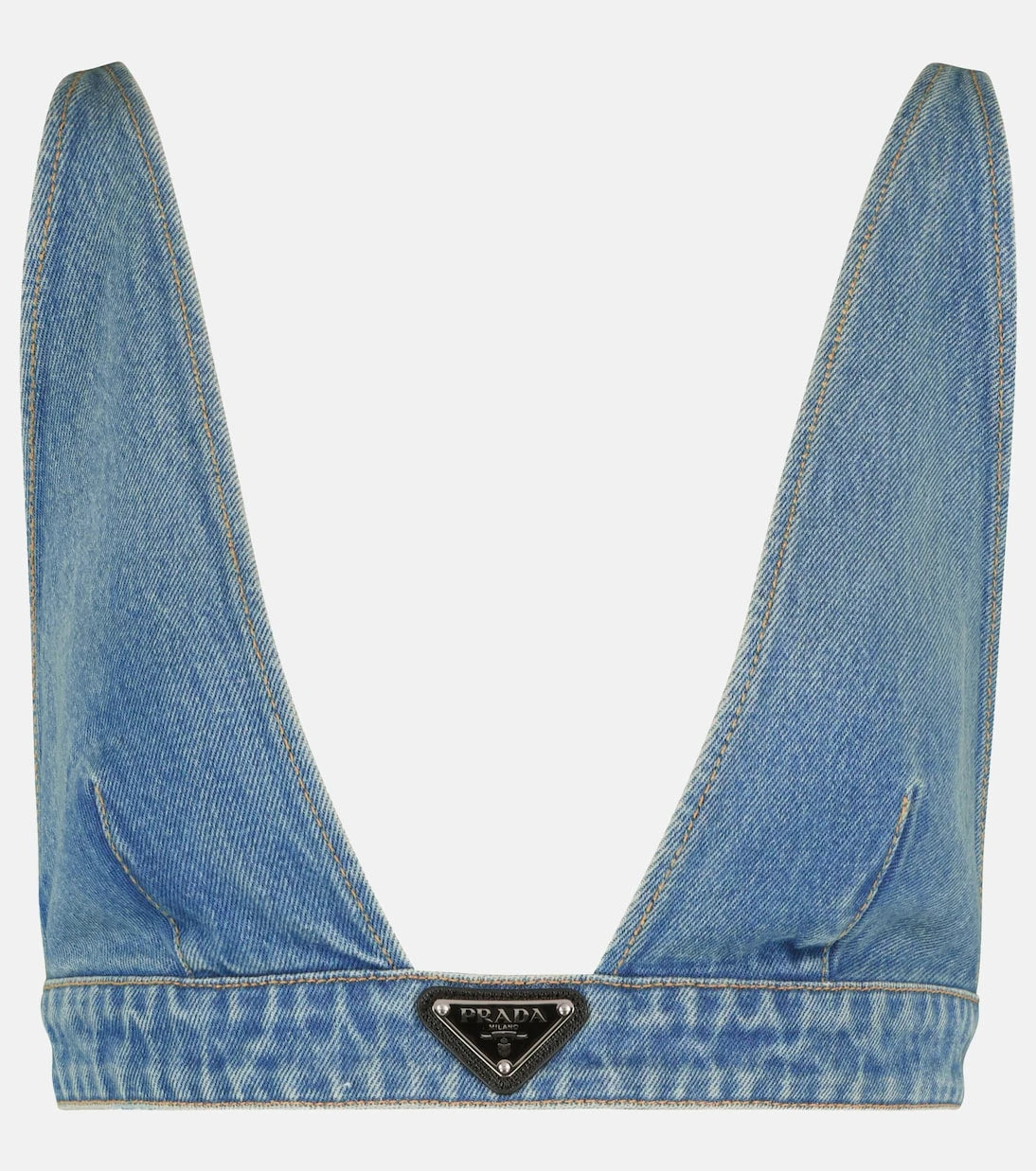 Prada - Logo denim bralette