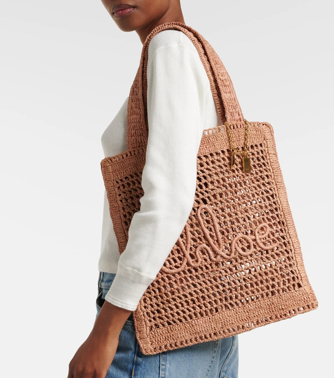 Chloé - Summer Banana raffia-effect tote bag