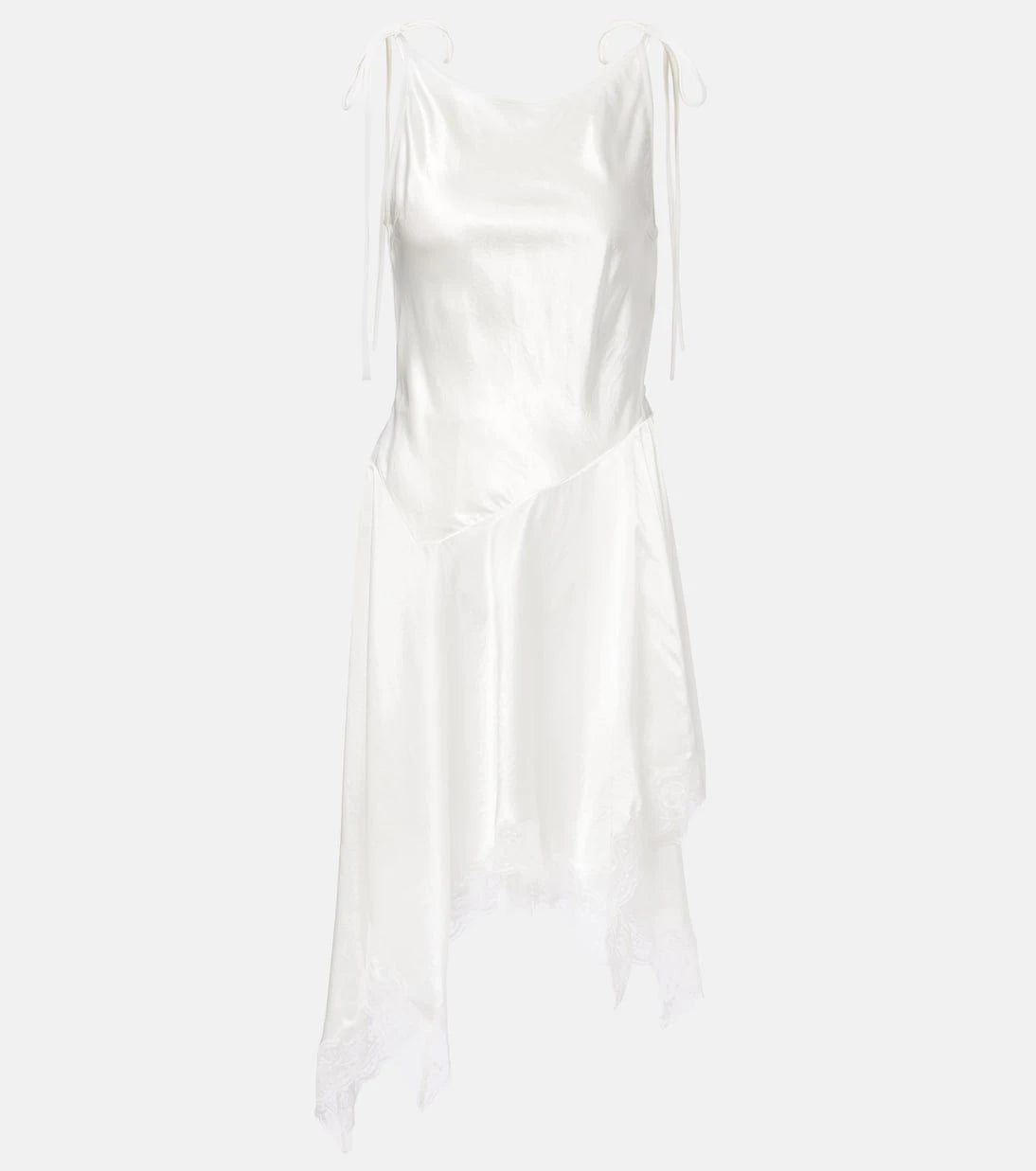 Acne Studios - Asymmetric lace-trimmed satin minidress