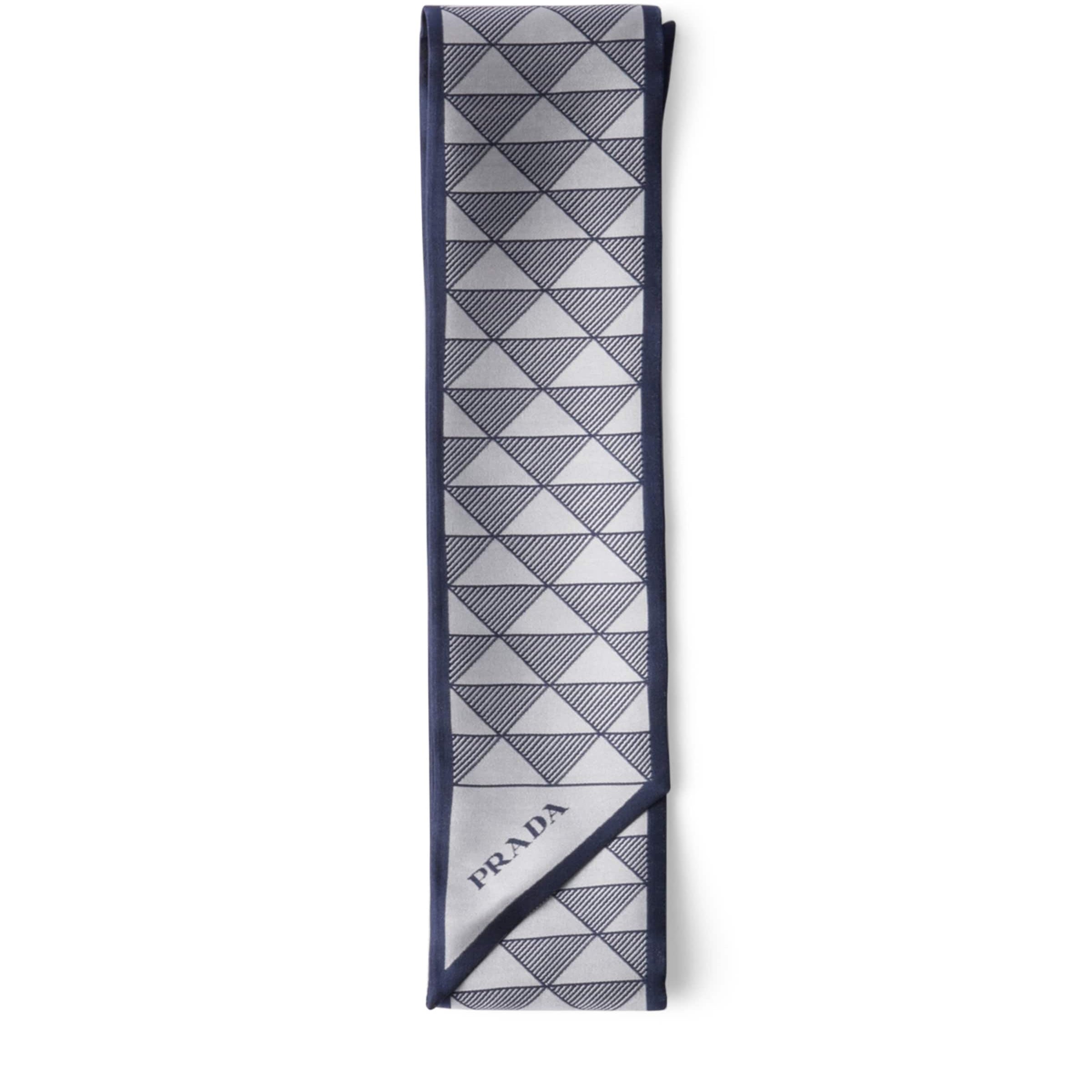 Blue Silk Triangle Skinny Scarf