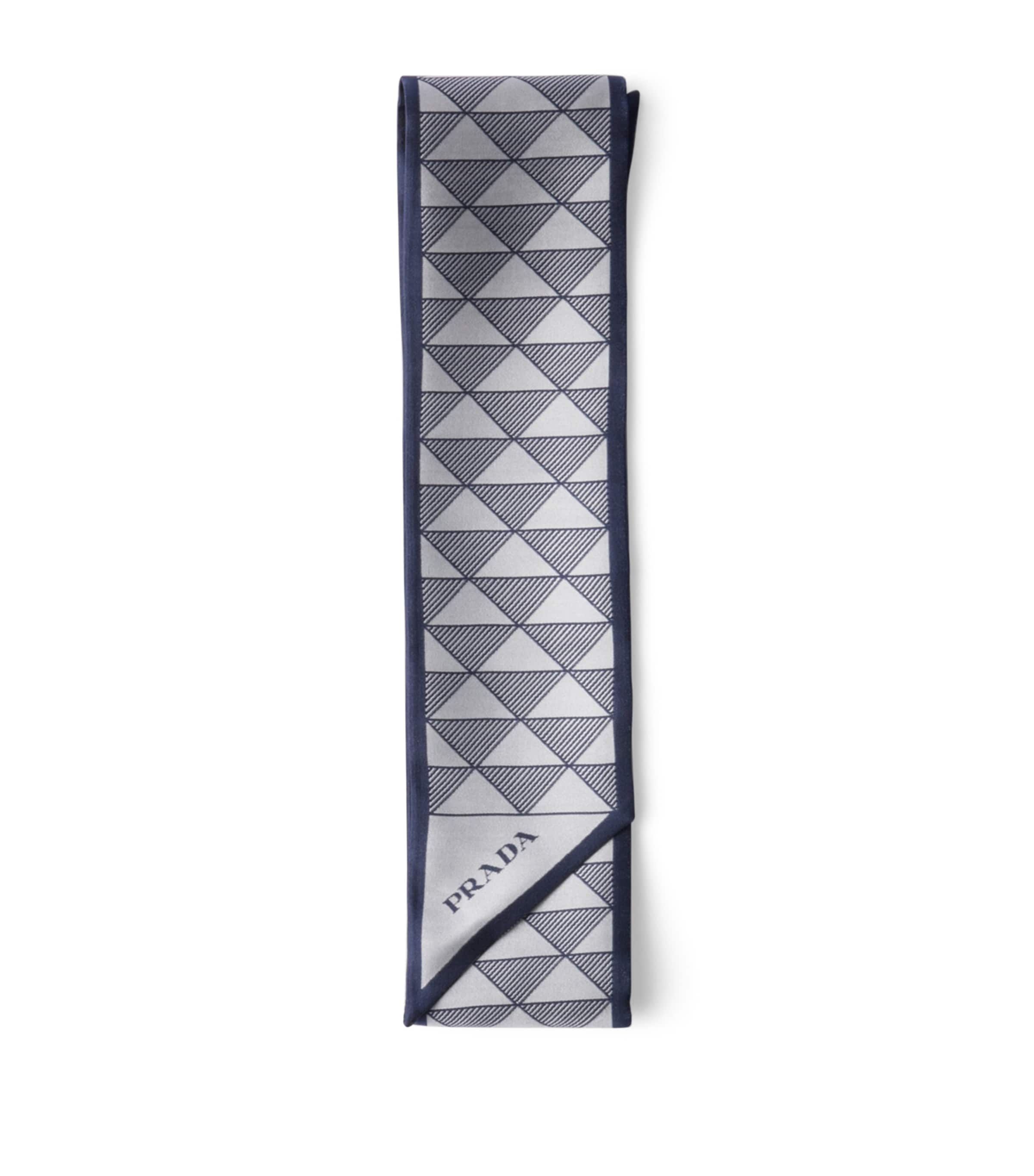 Blue Silk Triangle Skinny Scarf