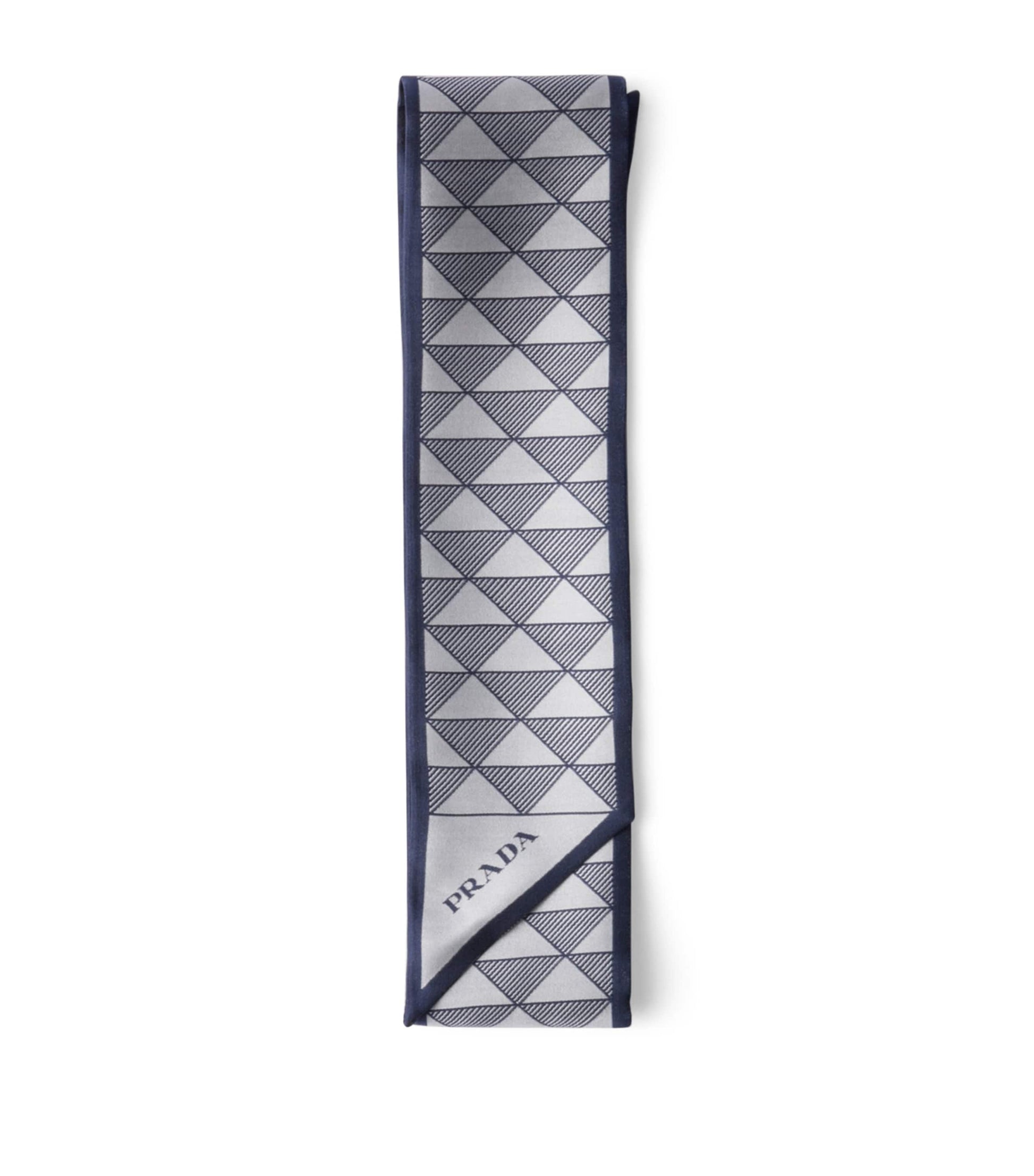 Blue Silk Triangle Skinny Scarf