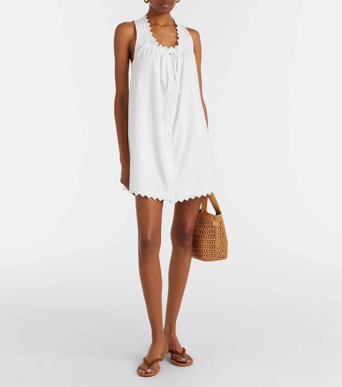 Frame - Scalloped cotton poplin shirt dress