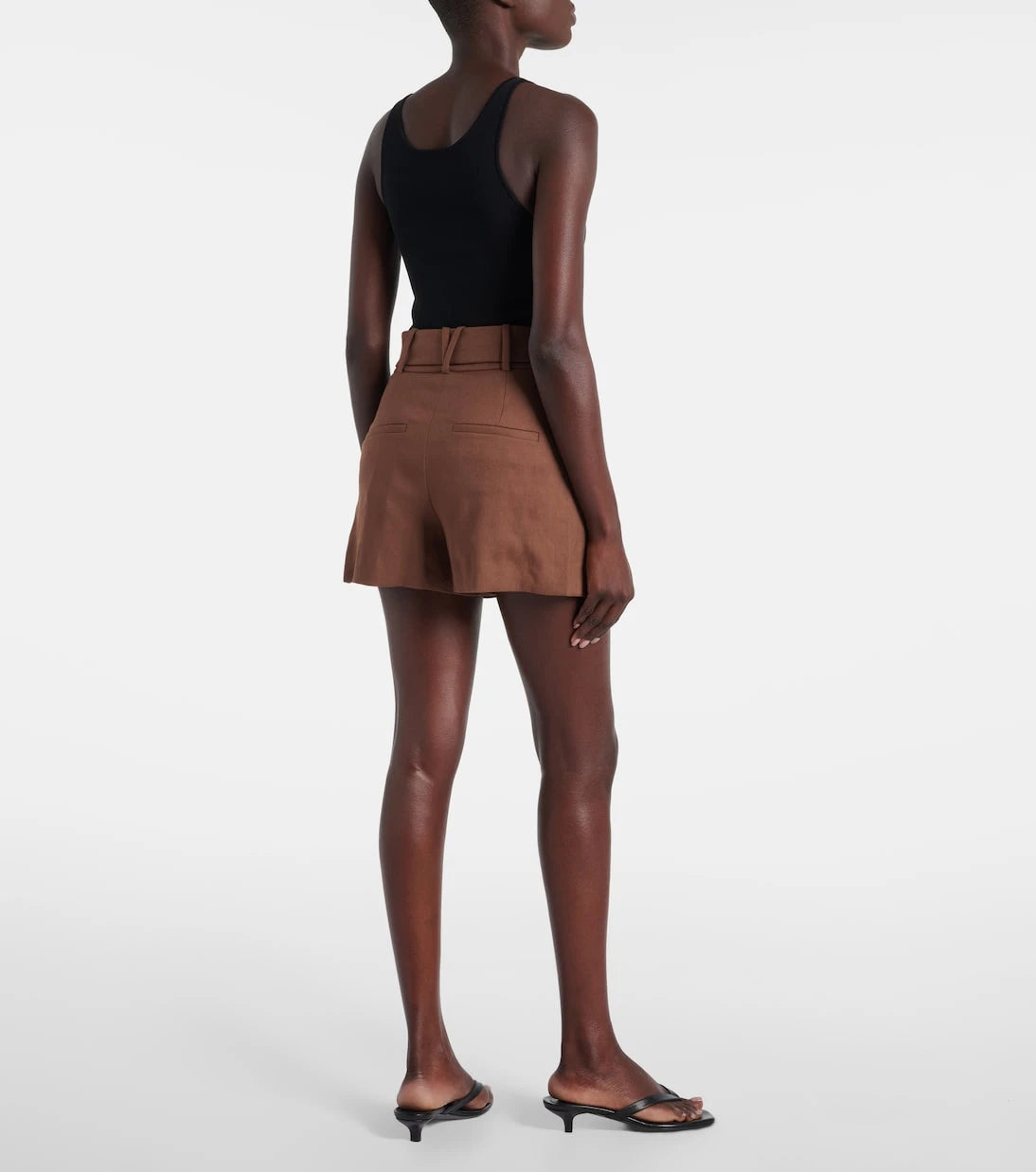 Veronica Beard - Piper belted linen-blend shorts