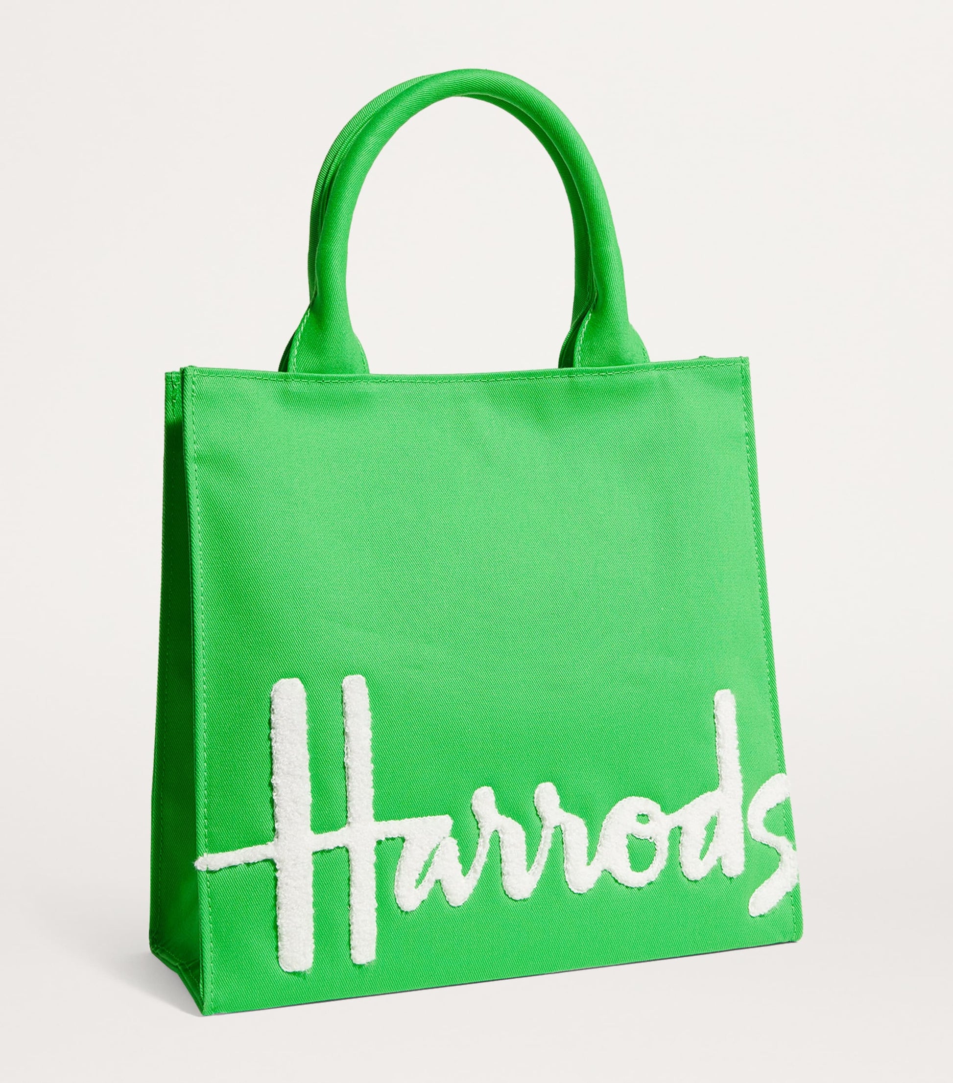 Harrods Green Small Cotton Logo Tote Bag
