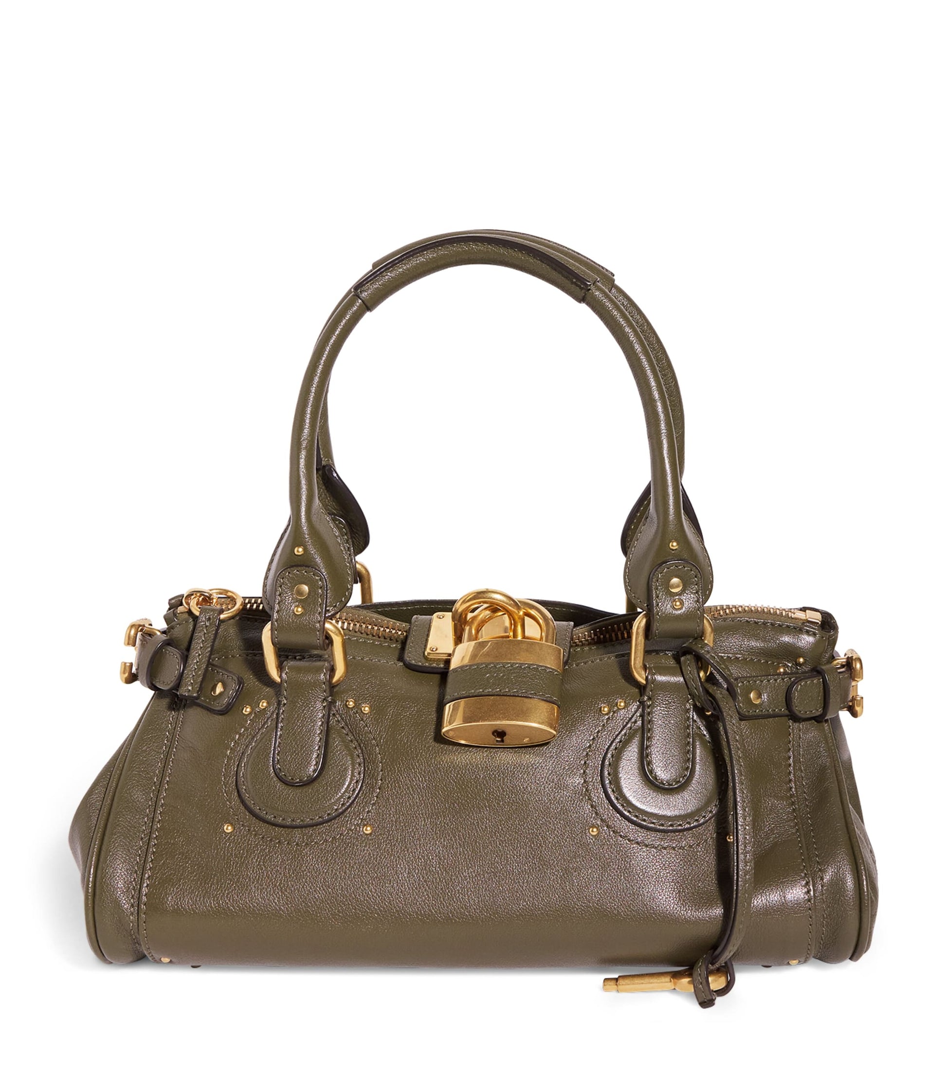 Green Medium Leather Spin Tote Bag