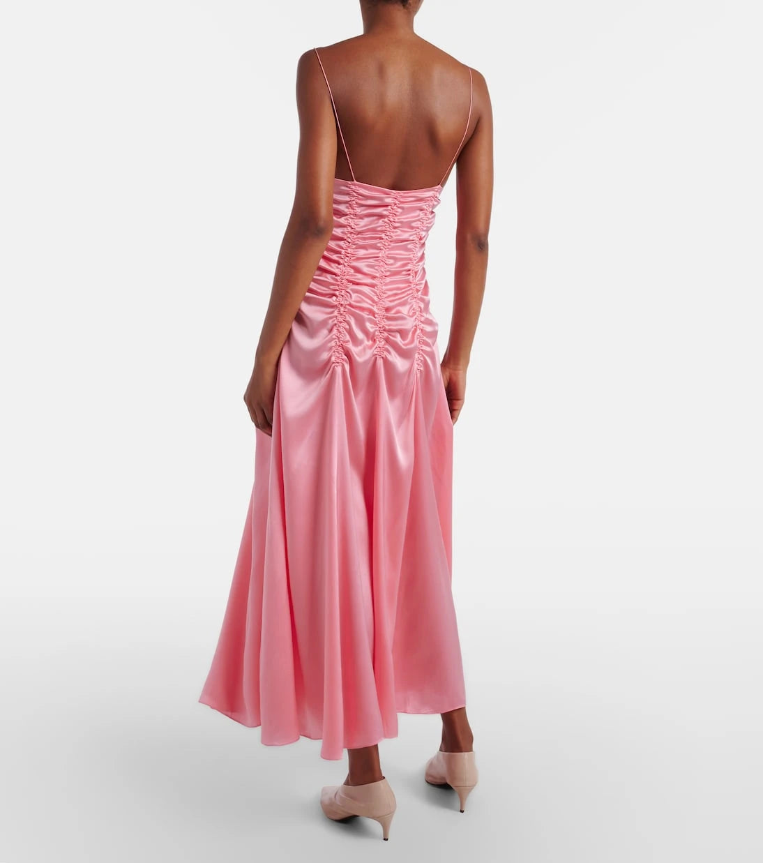 Khaite - Raina ruched silk satin midi dress