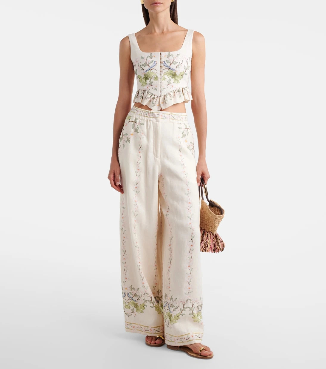 Agua by Agua Bendita - Eslabón printed linen top
