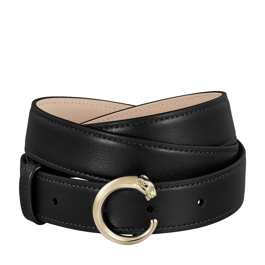 Leather Panthère de Cartier Belt (85cm) BLACK