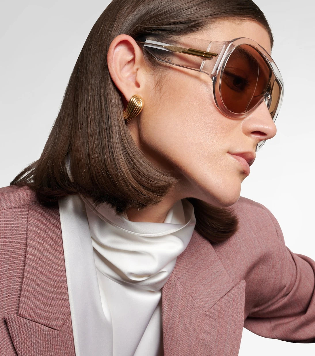 Bottega Veneta - نظارات شمسية قناع درع