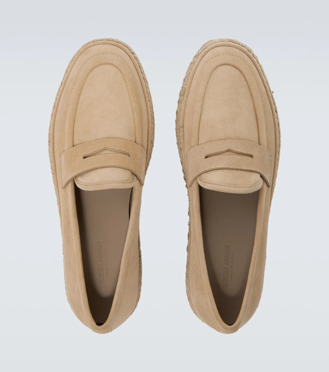 Giorgio Armani - Jute-trimmed suede penny loafers