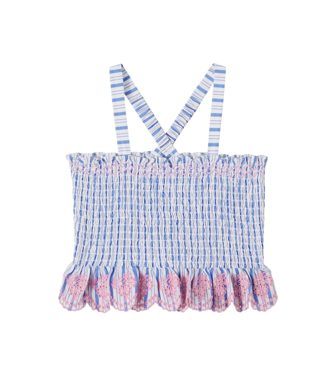 Louise Misha - Florentina embroidered smocked cotton top