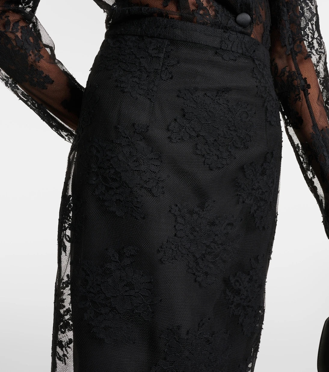 Dolce&Gabbana - Cotton and lace midi skirt