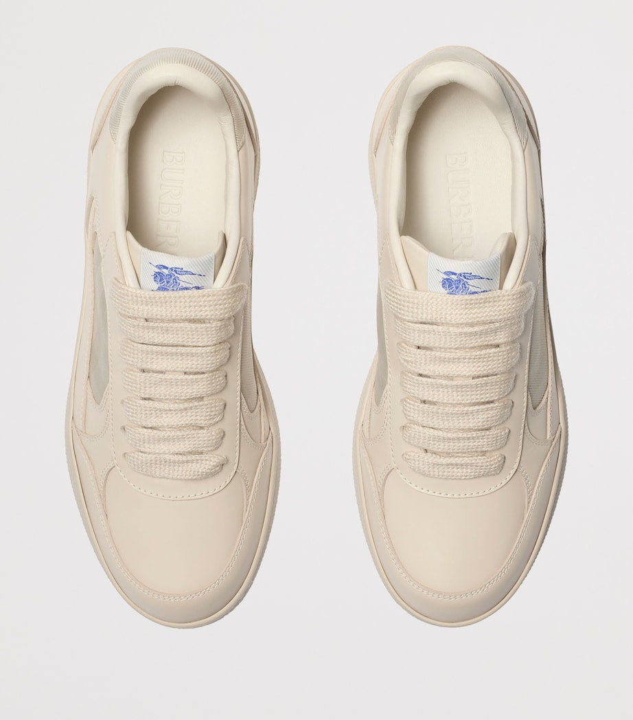 Burberry White Leather Check Print Terrace Sneakers