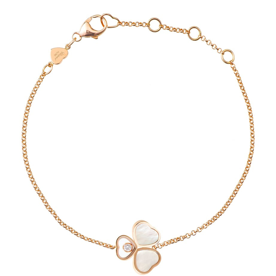 Rose Gold, Diamond and Mother-of-Pearl Happy Hearts Bracelet 18K ROSE GOLD