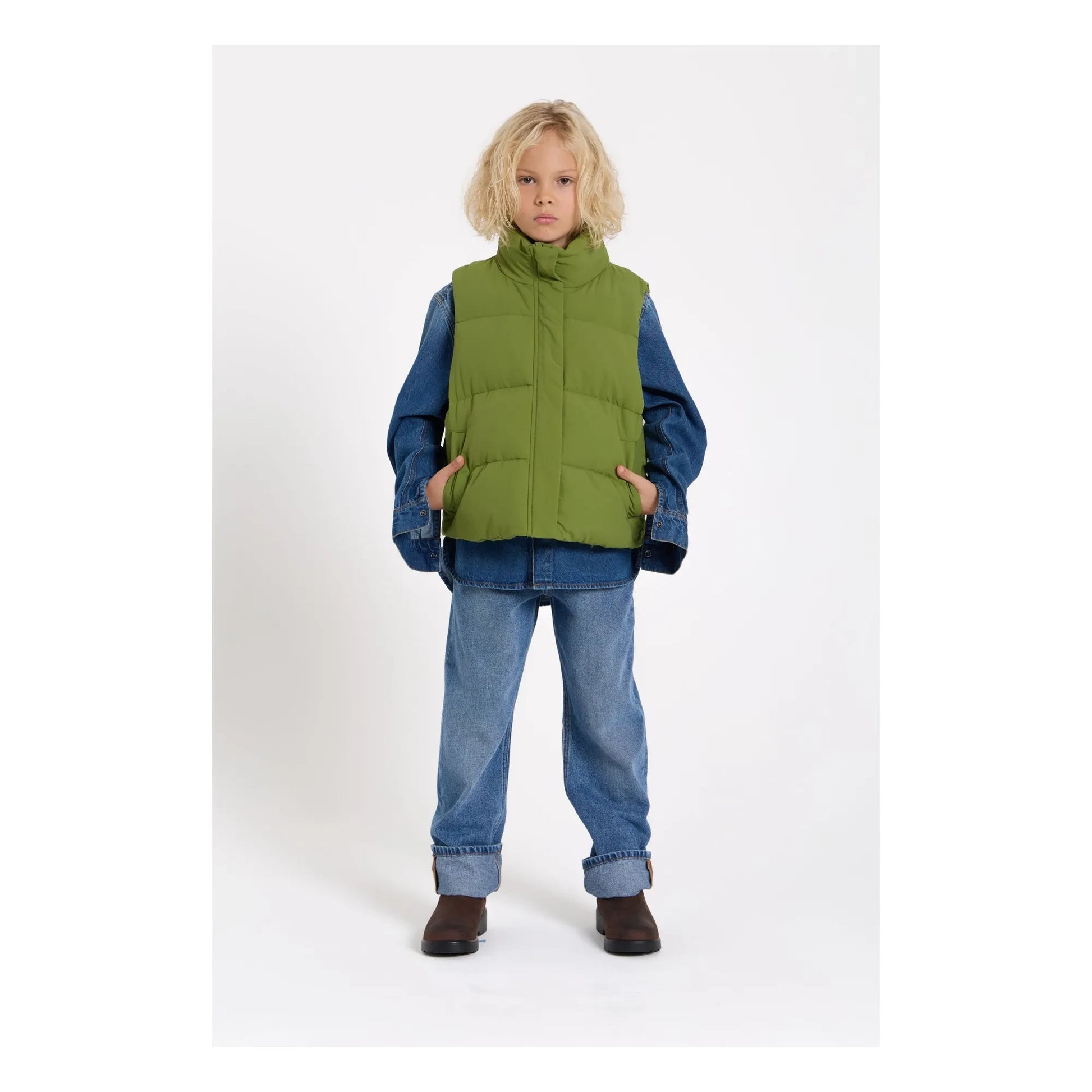 Hundred Pieces - Temper Recycled Fiber Sleeveless Down Jacket | Green