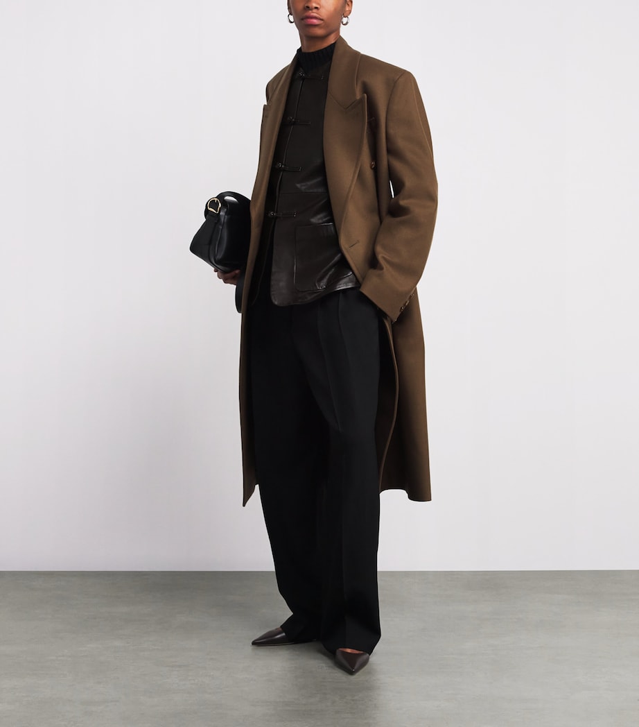 Róhe Brown Mandarin Leather Jacket