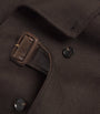 Sandro Paris Brown Wool Leather-Collar Coat