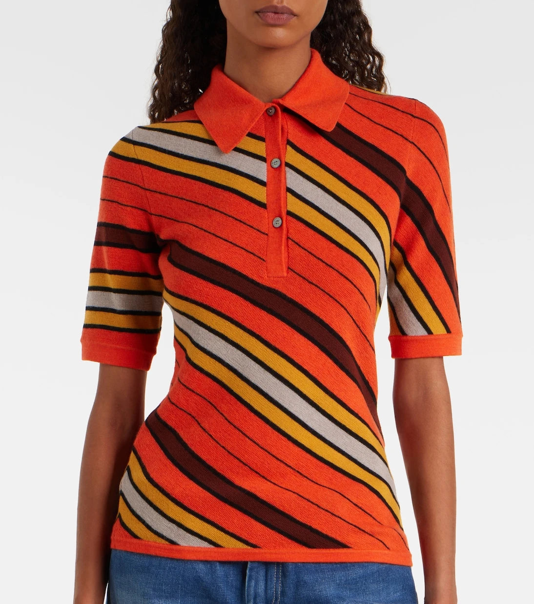 Acne Studios - Ribbed-knit striped wool polo shirt