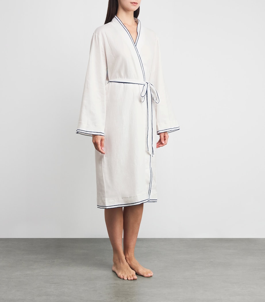 White Linen-Blend Robe