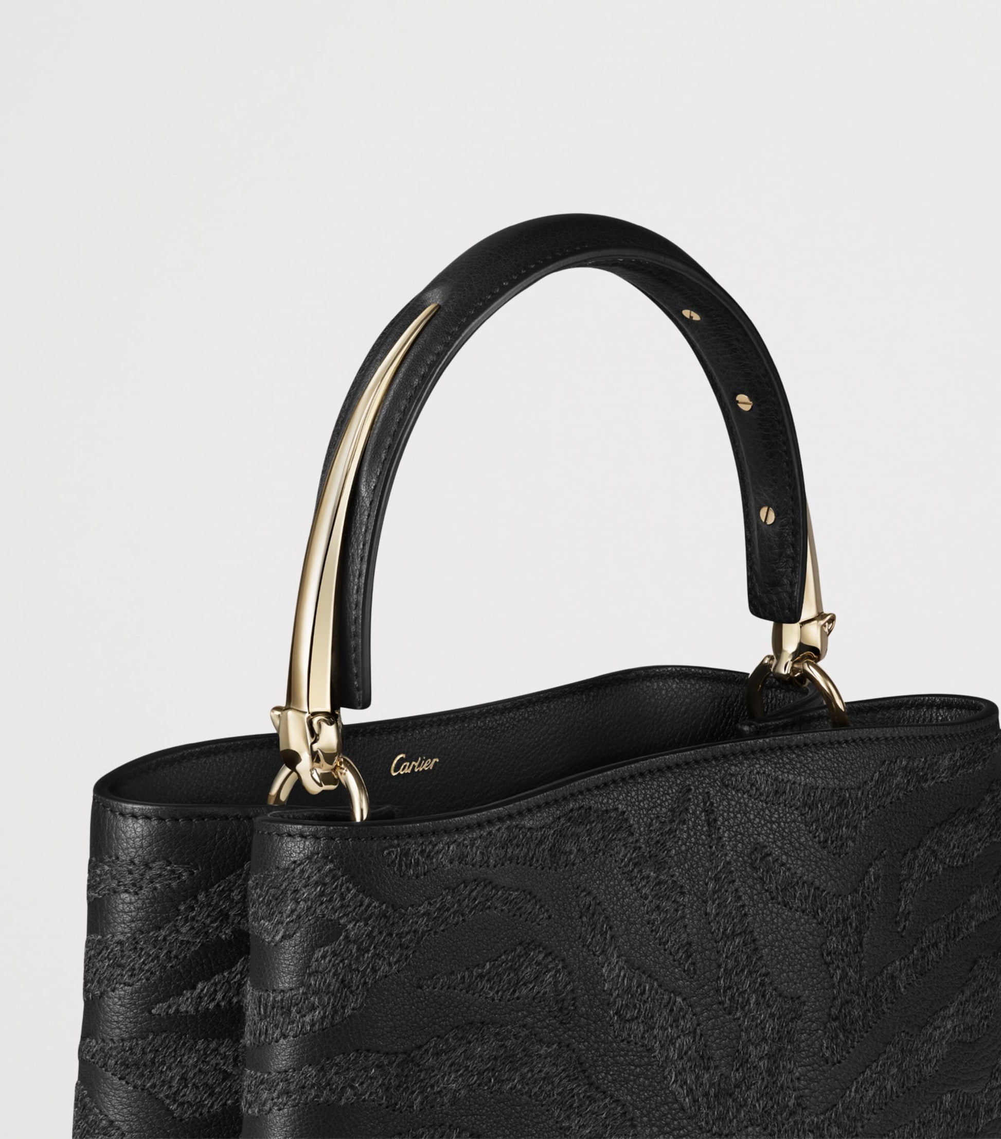 Black Calfskin Panthère de Cartier Top-Handle Bag