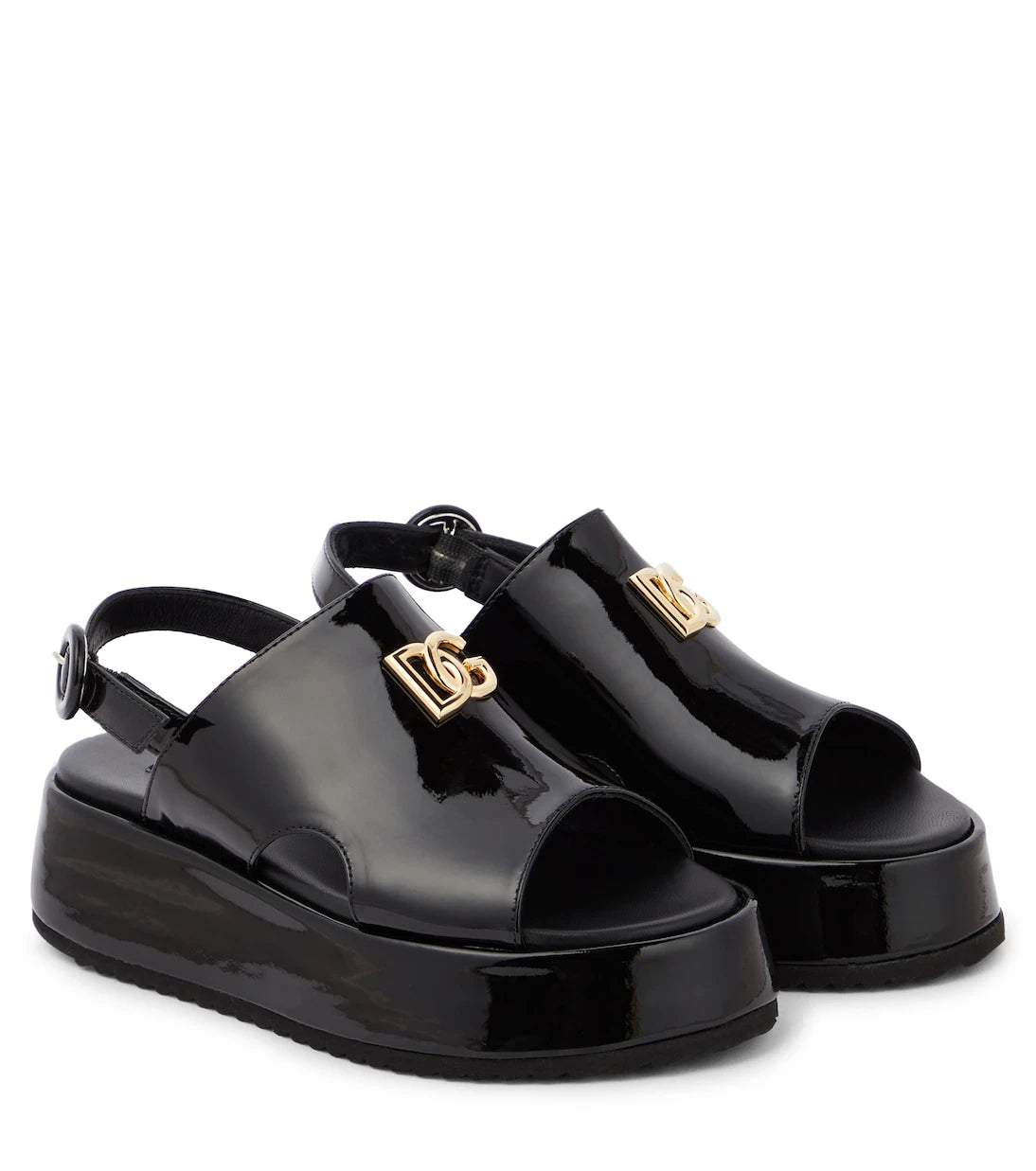 Dolce&Gabbana Kids - صنادل بلاتفورم جلد لامع DG
