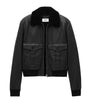 Saint Laurent Black Shearling-Collar Leather Jacket