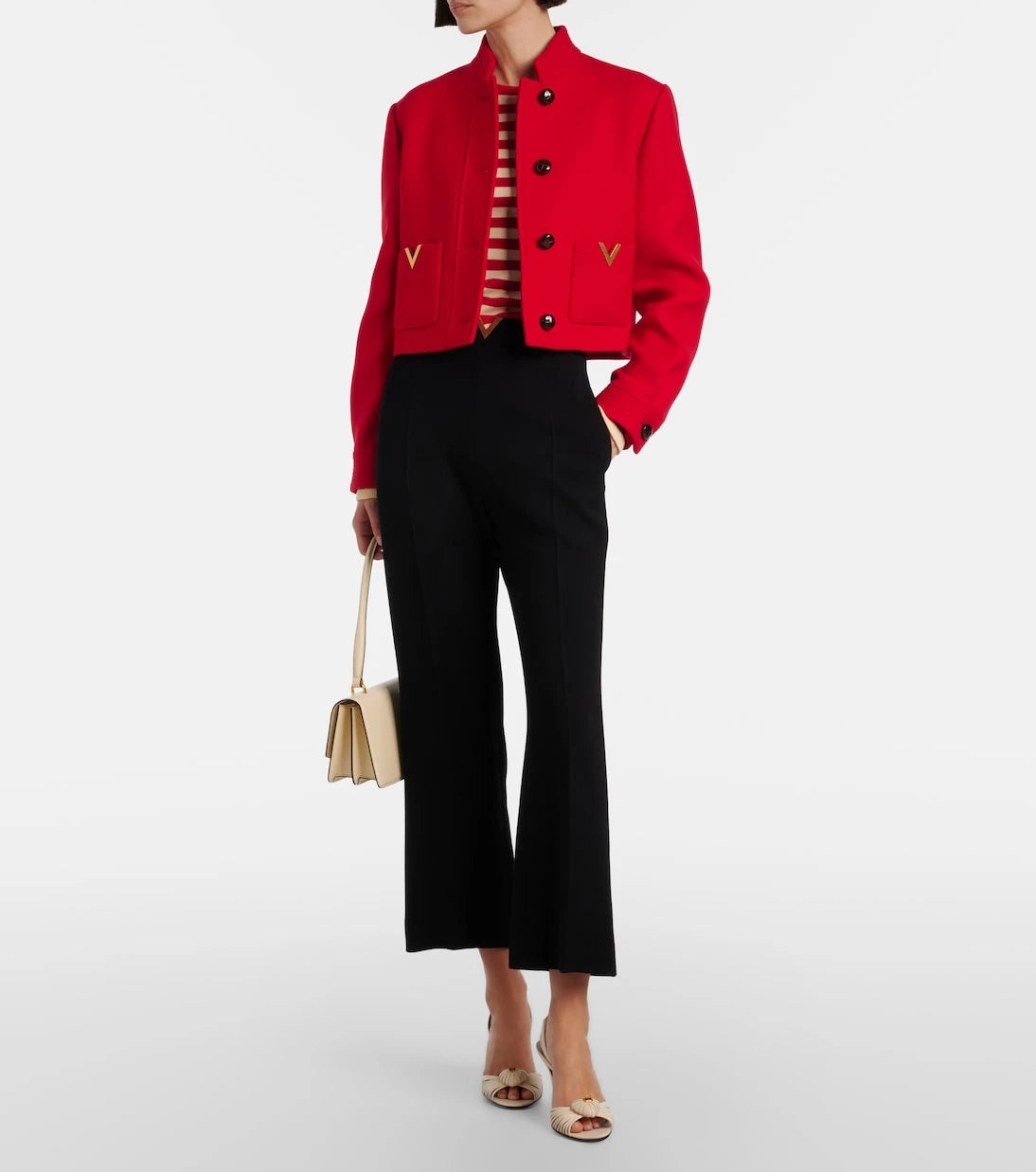 Valentino - VGold virgin wool crêpe straight pants