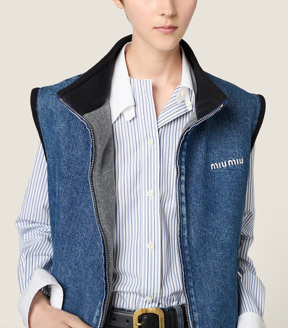 Miu Miu Blue Denim Logo Vest