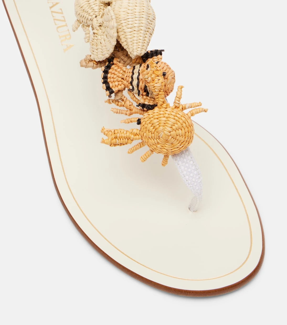 Aquazzura - Marea raffia and leather thong sandals