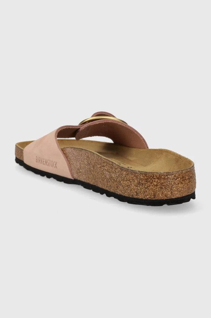 Birkenstock düz tabanlı kadın nubuk Madrid Big Buckle terlik