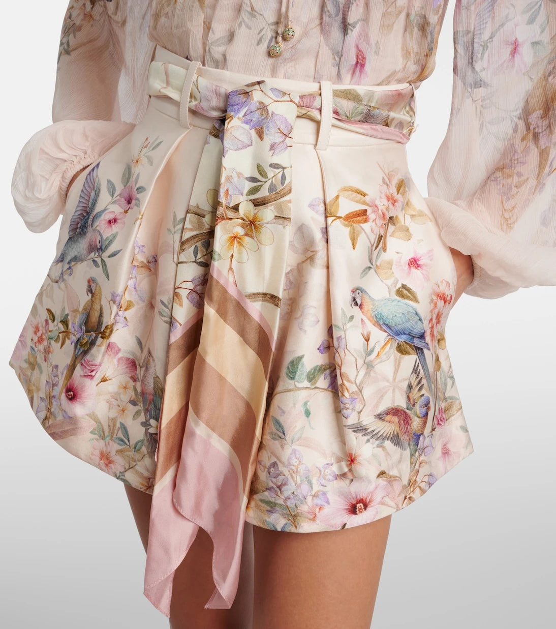 Zimmermann - Rebellion printed silk and cotton shorts