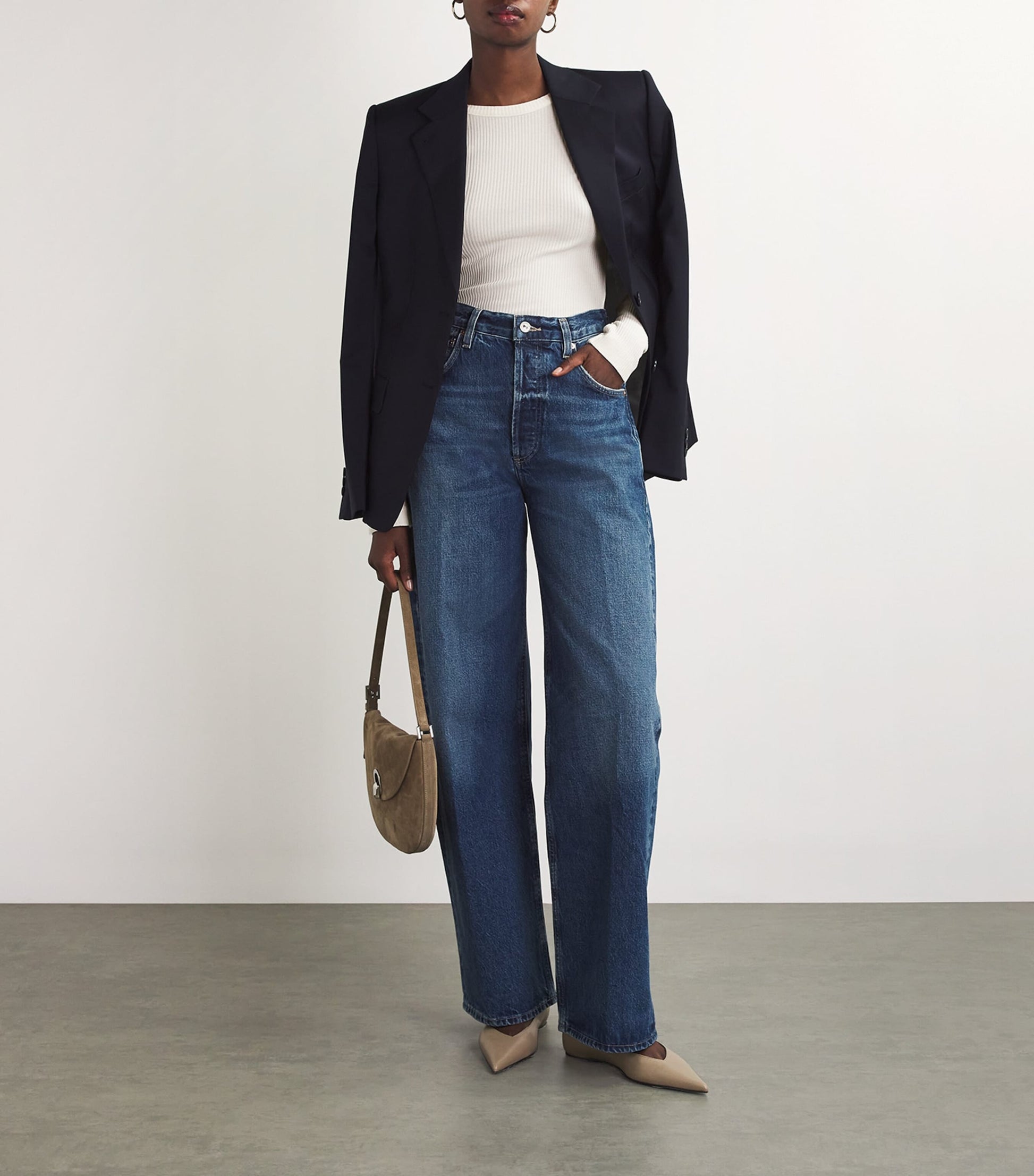 Ribbed Bina Crewneck Top PASHMINA (OFF WHITE)