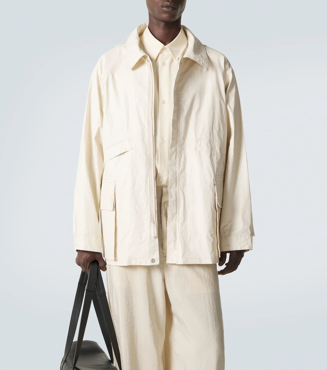 Lemaire - Hooded coated linen-blend raincoat