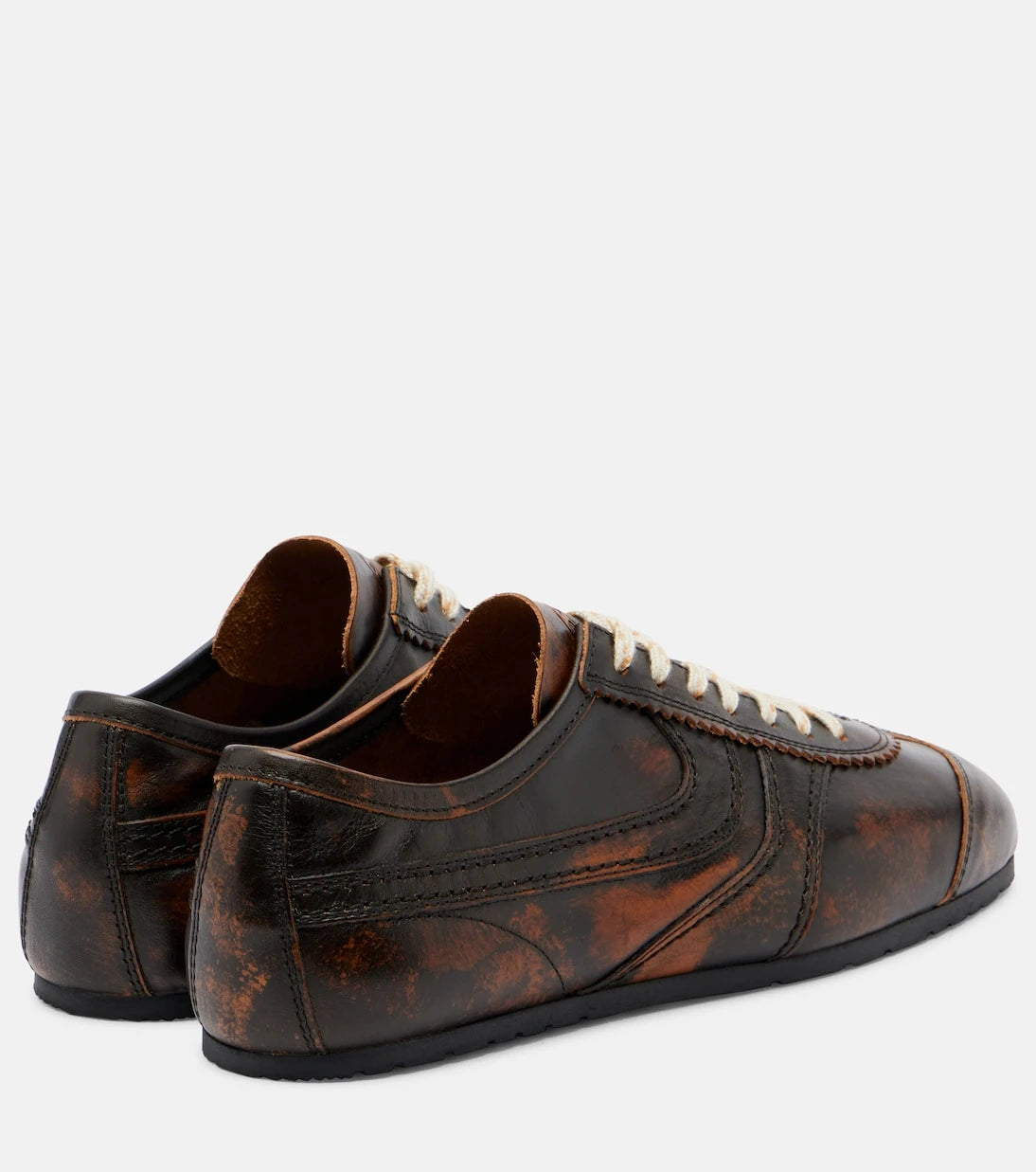 Dries Van Noten - Distressed leather sneakers