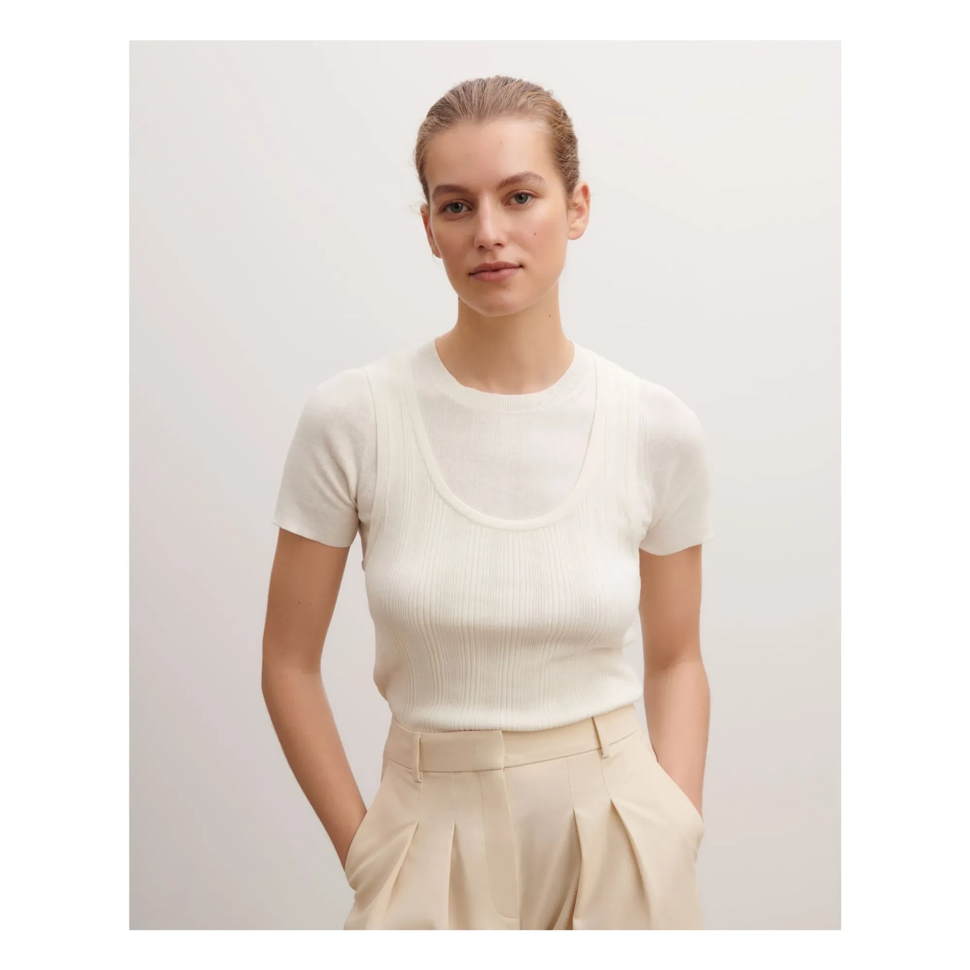 Bompard - Ribbed Tank Top | Cream